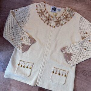 VintageStorybook Knits Mermaid Crochet Cardigan | Size Large